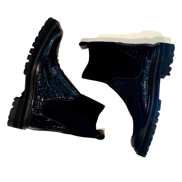 NWT -Loeffler Randall Bridget Chelsea Combat Boots Black Patent Leather Size 5.5 - Picture 9 of 15